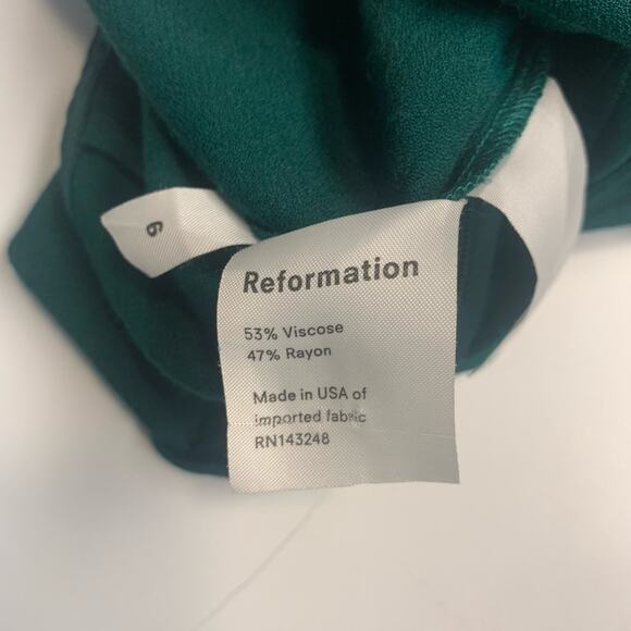 Reformation Mayer Jumpsuit Womens 6 Green Wide Leg Crop Open Back Crepe - Picture 10 of 13